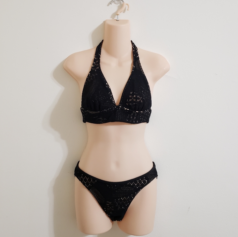 Victoria's Secret Black/Nude Crochet Bikini